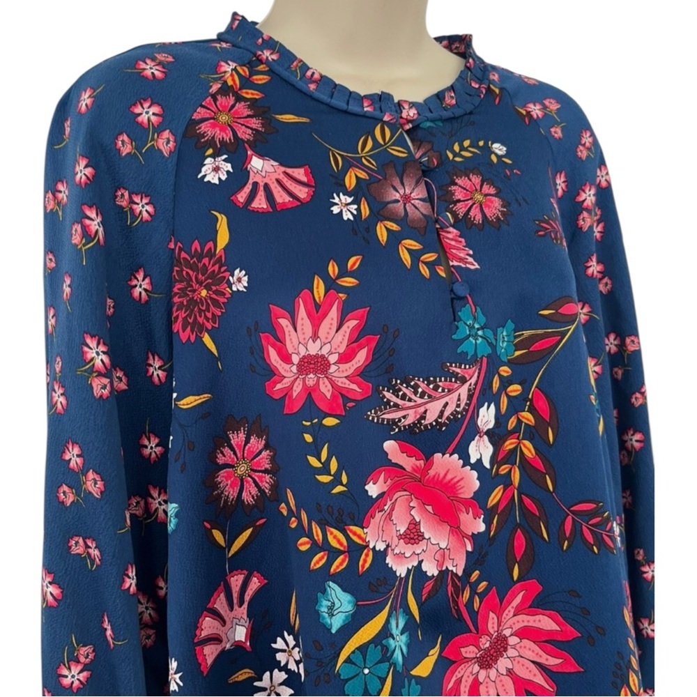 LOFT Wildflower Satin Shift Dress w/ Cuffed Balloon sleeves in Vibrant Colors MP - Picture 6 of 11